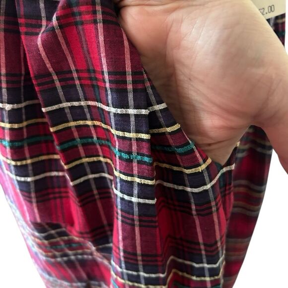 NOS Vintage Carroll Reed Red Plaid Tartan A-line Skirt with Box Pleats - Size 16 - Picture 4 of 10